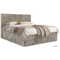 BOXSPRINGBETT ORVO KING 140/200 - Hellbraun Cord - Topper Visco - H3 - Hellbraun/Schwarz, Kunststoff/Textil (140/200cm) - MKS