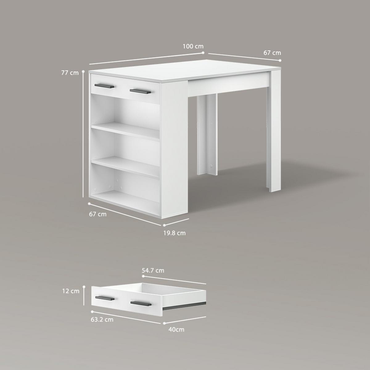 ESSTISCH Regusa Weiß 67 x 100 cm - Weiß, Holzwerkstoff (100/67/77.5cm) - Livinity®
