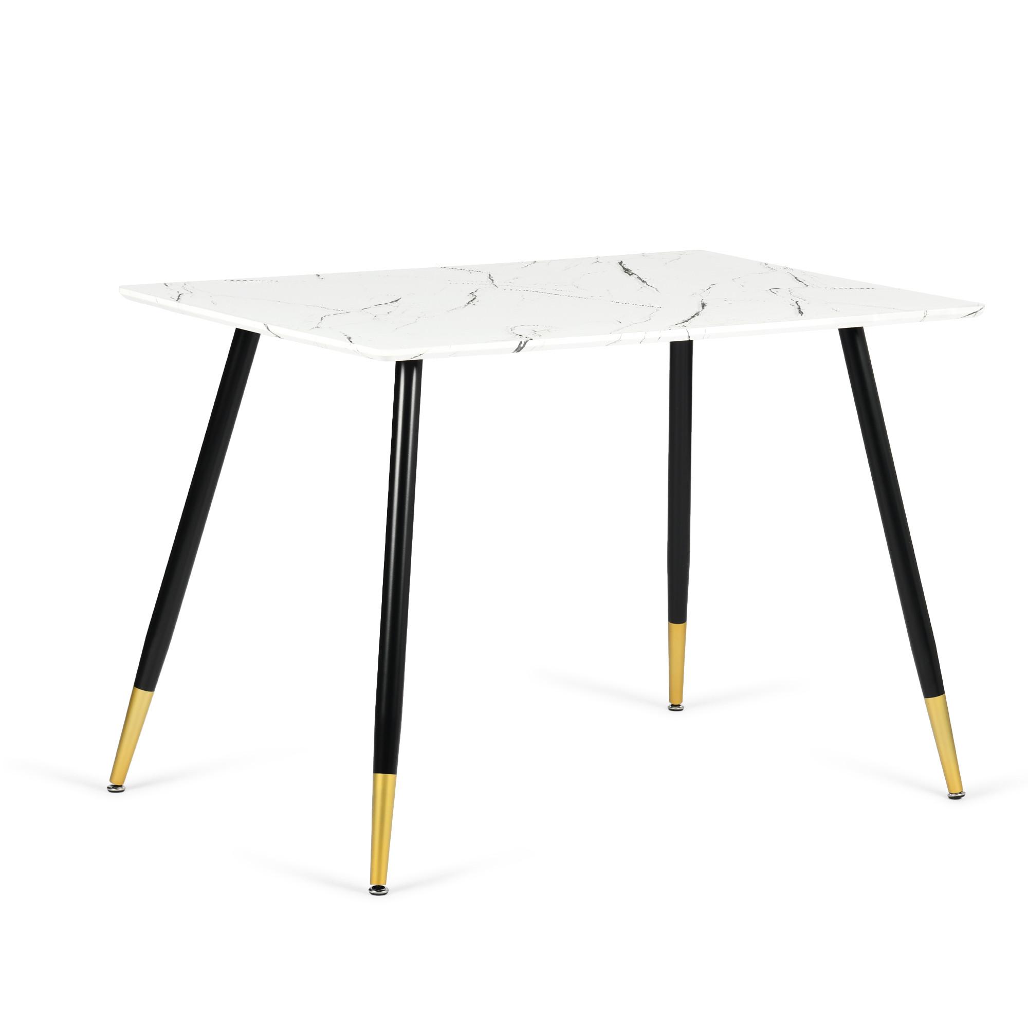 ESSTISCH 110/70/75 cm Rechteckige weiße Marmoroptik - Schwarz, Holz/Metall (70/110/75cm) - Urban Meuble