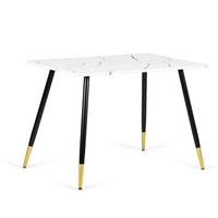 ESSTISCH 110/70/75 cm Rechteckige weiße Marmoroptik - Schwarz, Holz/Metall (70/110/75cm) - Urban Meuble