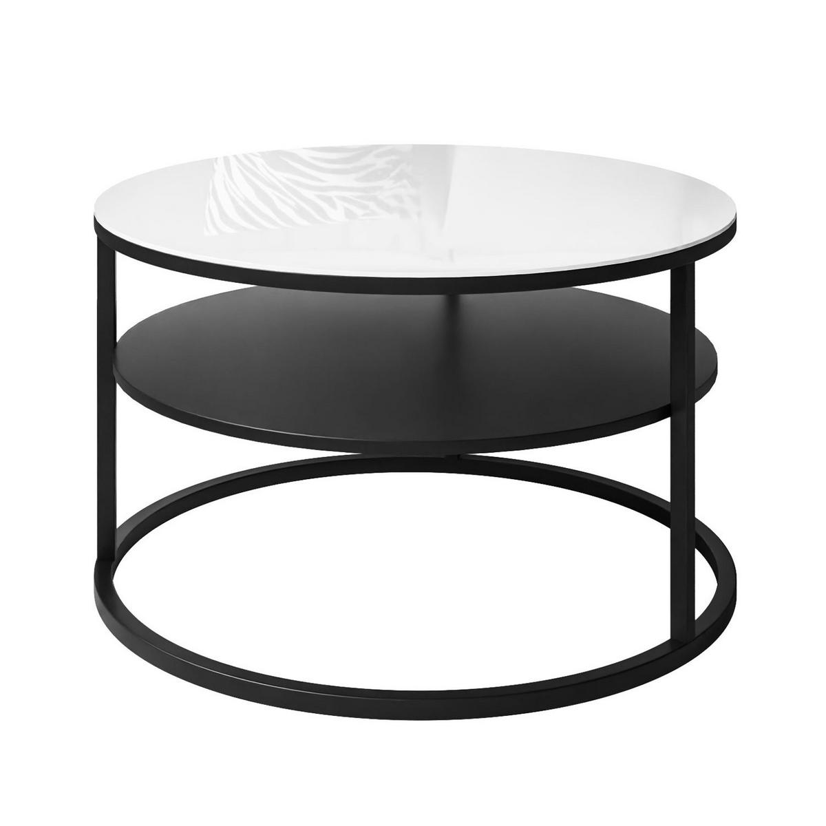 COUCHTISCH CIRI GLASS mit Regal - Schwarz/Weiß, Glas (70/70/47.4cm) - Lookway