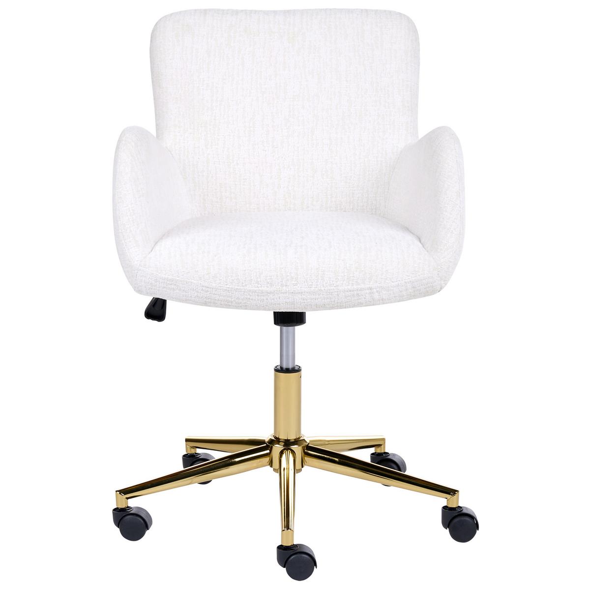 SCHREIBTISCHSTUHL Chenillegewebe Cremeweiß Misorela - Creme, Textil (60/80/60cm) - Beliani