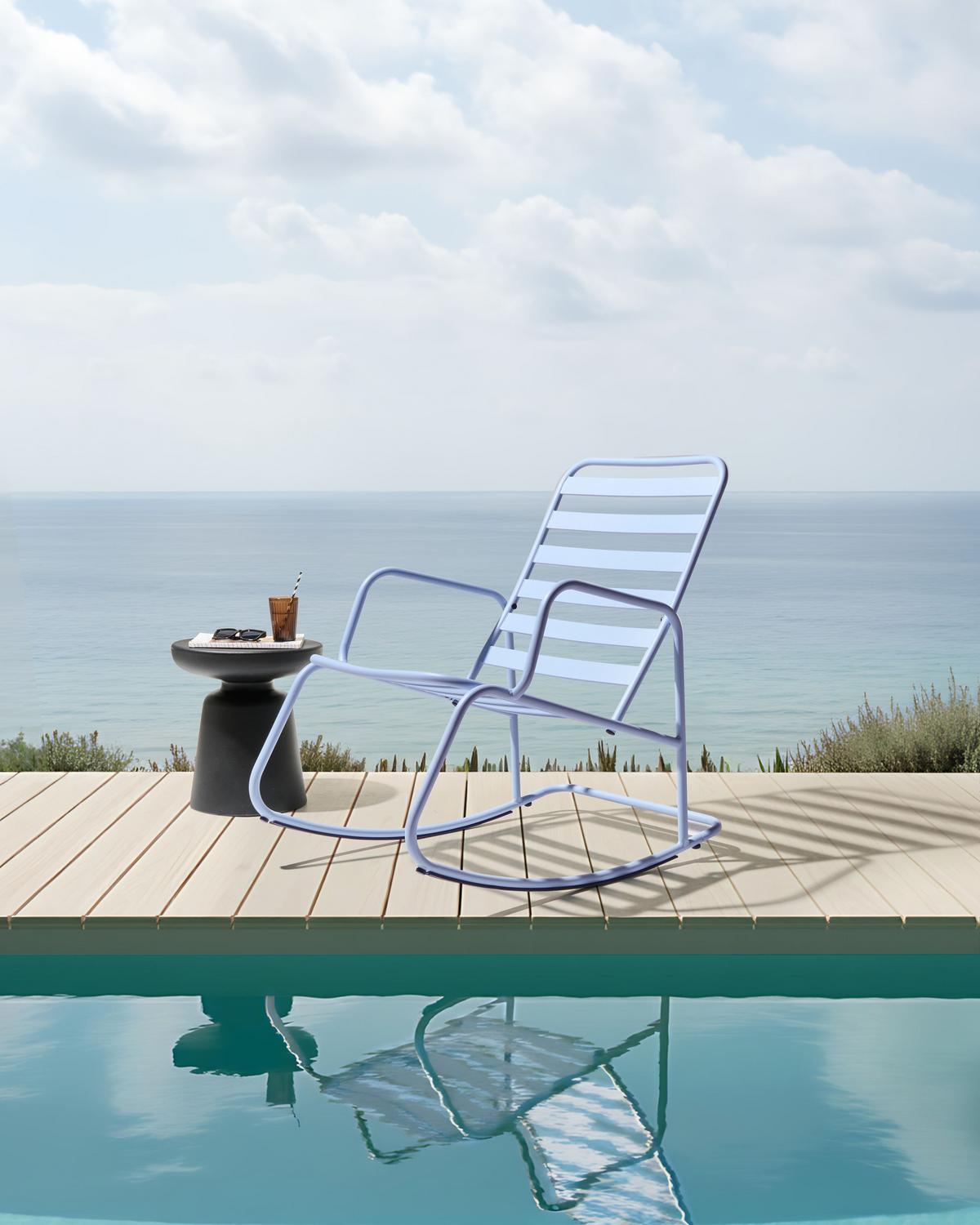 GARTEN-SCHAUKELSTUHL Hellblau Turi - Blau, Metall (66/92/96cm) - Beliani