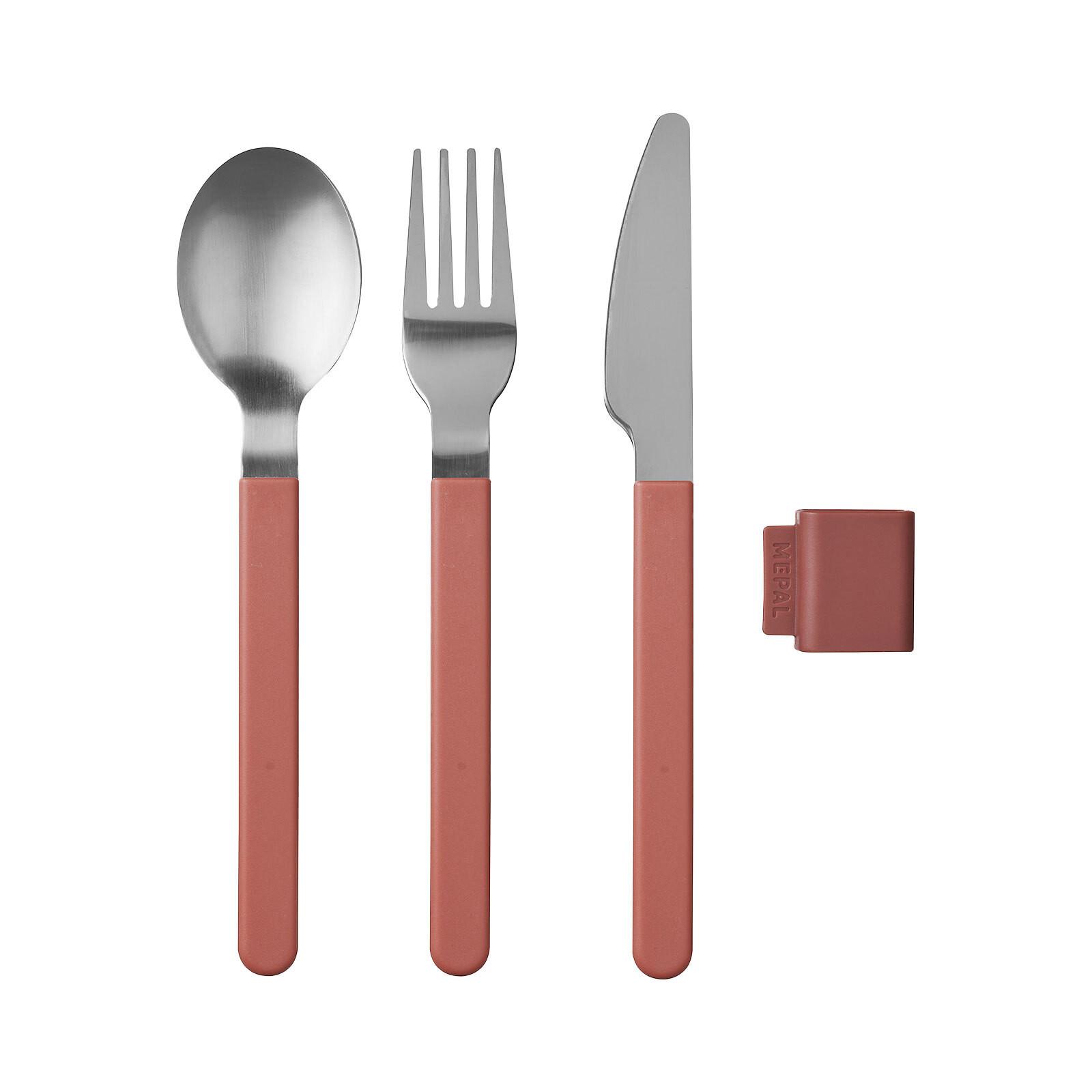 BESTECK-SET Silueta Vivid Mauve - Rot/Rosa, Kunststoff/Metall - Mepal