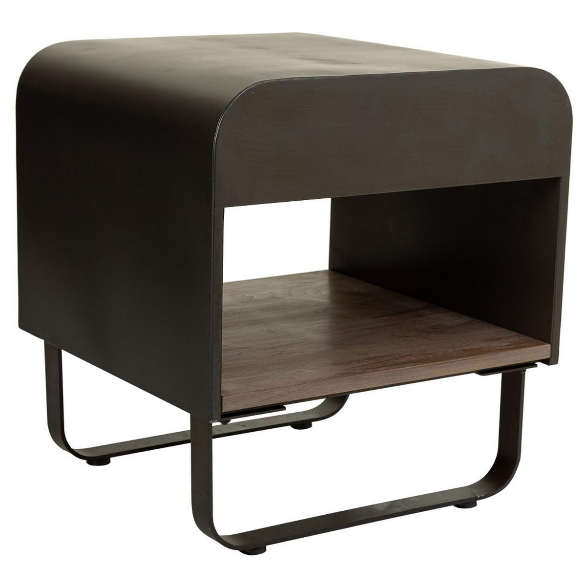 NACHTTISCH aus Metall und Holz, schwarz, 50x52x56cm - Braun, Holz (50/56/52cm) - Wanderlust
