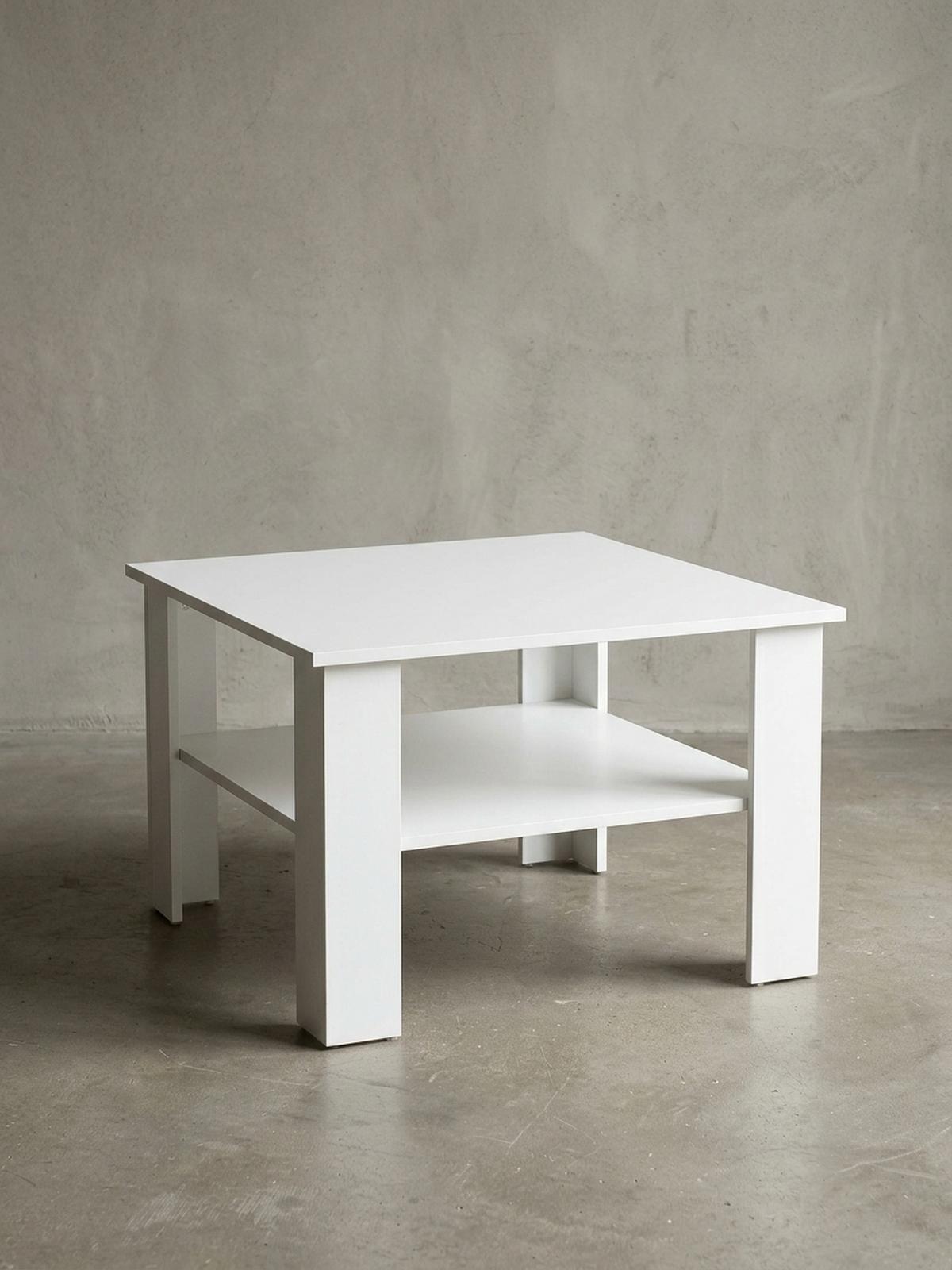 COUCHTISCH NIDDA aus Sonoma Eiche, kratzfest und Ablagefläche, Weiß 60x60x42 cm - Weiß, Holz (60/60/42cm) - KADIMA DESIGN