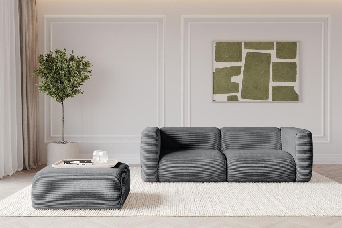 POUF MIRA-PUF 91x89x40 Dunkelgrau cm Cord Modular Sitzhocker - Dunkelgrau/Graphitfarben, Holzwerkstoff/Kunststoff (91/40/89cm) - ALTDECOR