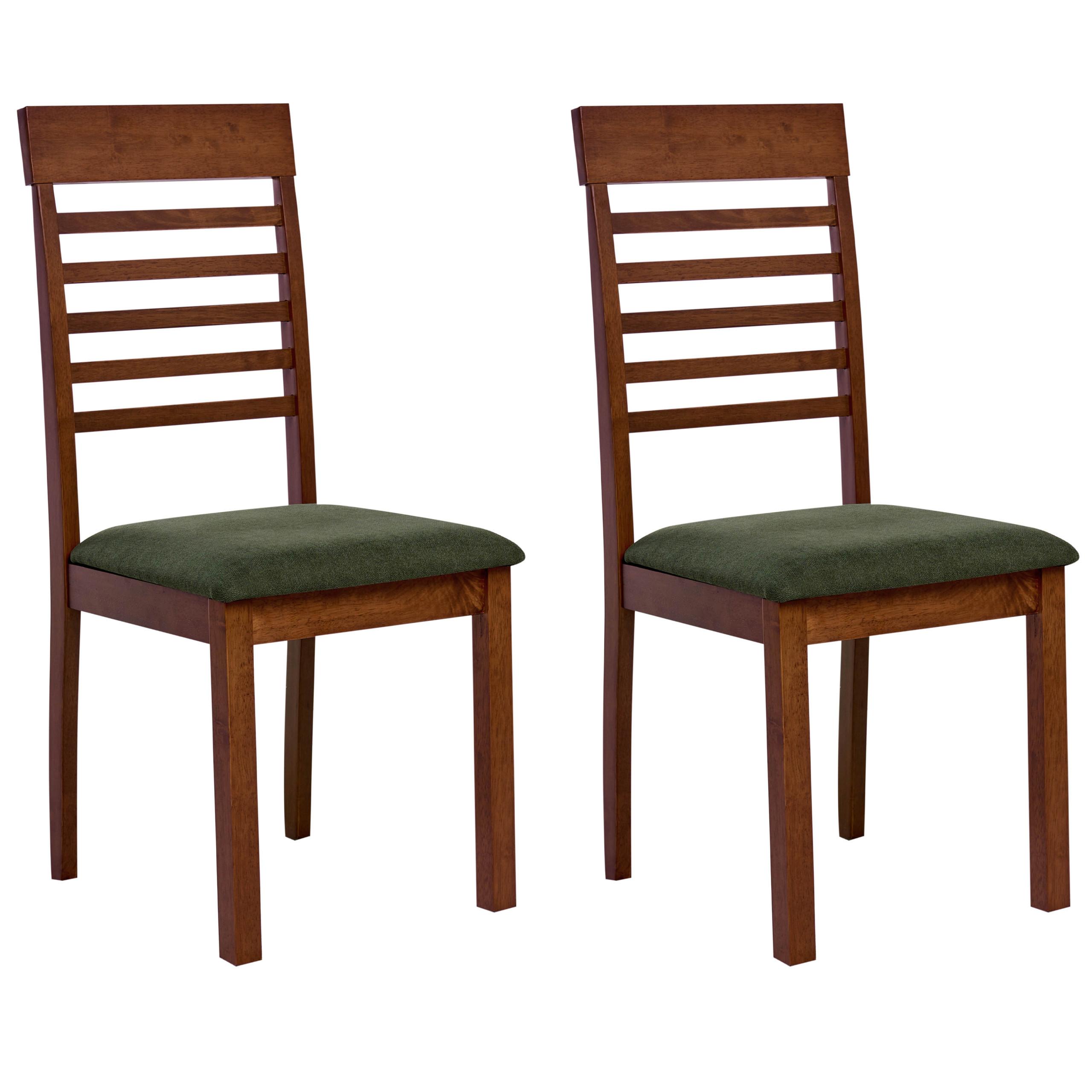 ESSZIMMERSTUHL 2er-Set Dunkelgrün Ortley - Dunkelgrün/Braun, Holz (40/96/51cm) - Beliani