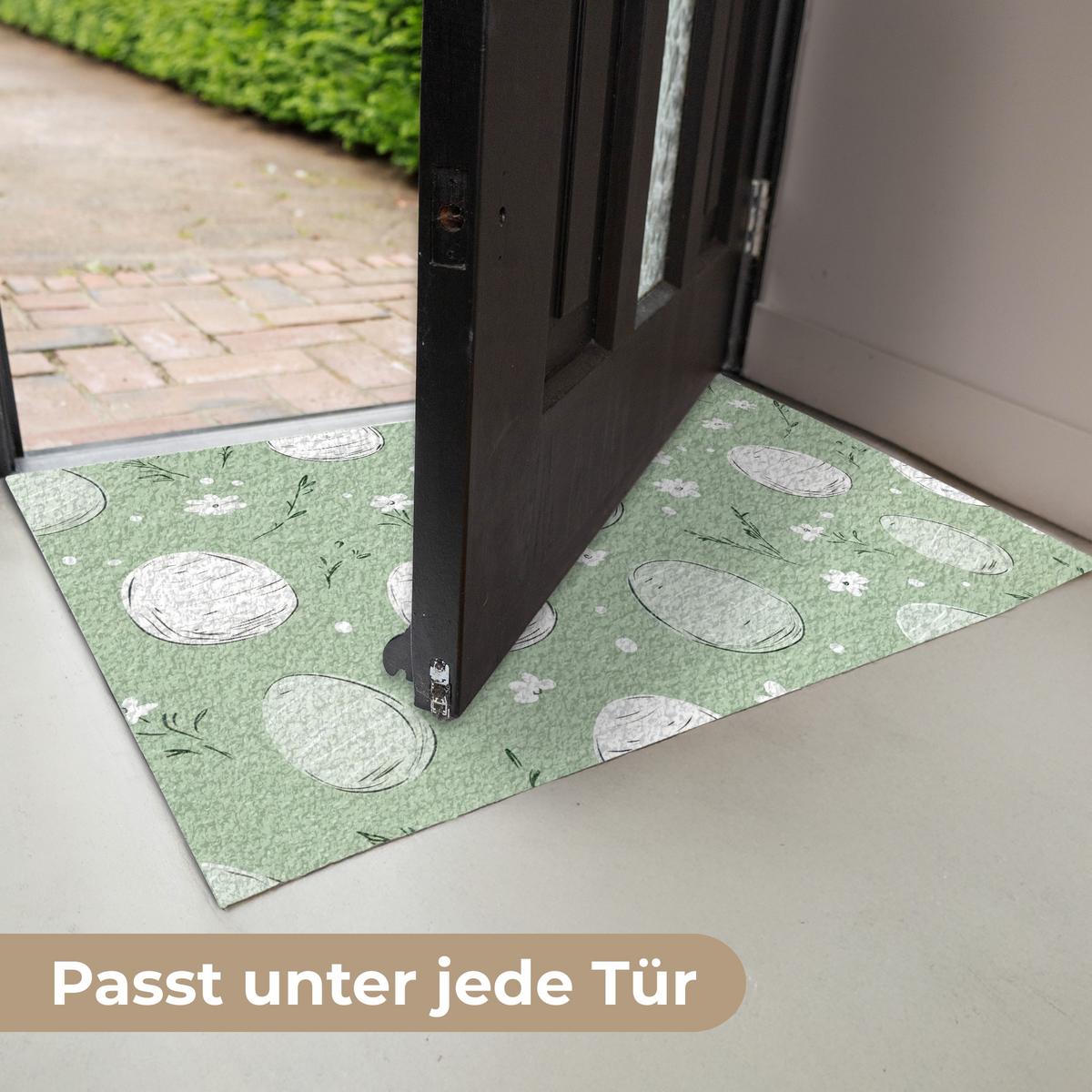 FUSSMATTE Grün - Eier - Muster Schmutzmatte 60x40 cm - Waldgrün, Kunststoff (40/60cm) - MuchoWow