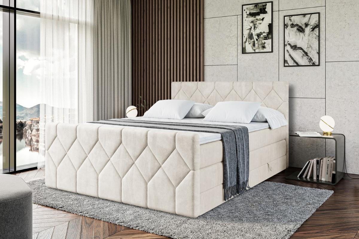 BOXSPRINGBETT CATOR-Z KING - 120x200 - H3/H4 - Creme - Creme, Holzwerkstoff (120/200cm) - ALTDECOR