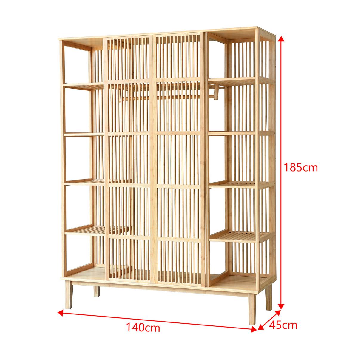 KLEIDERSCHRANK Hudiksvall - Naturfarben, Holz (140/185/45cm) - [en.casa]