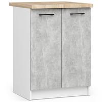 UNTERSCHRANK Weiß, Beton 85/60/46 - Hellgrau/Weiß, Holzwerkstoff (60/85/46cm) - RAUMHIRSCH FURNITURE