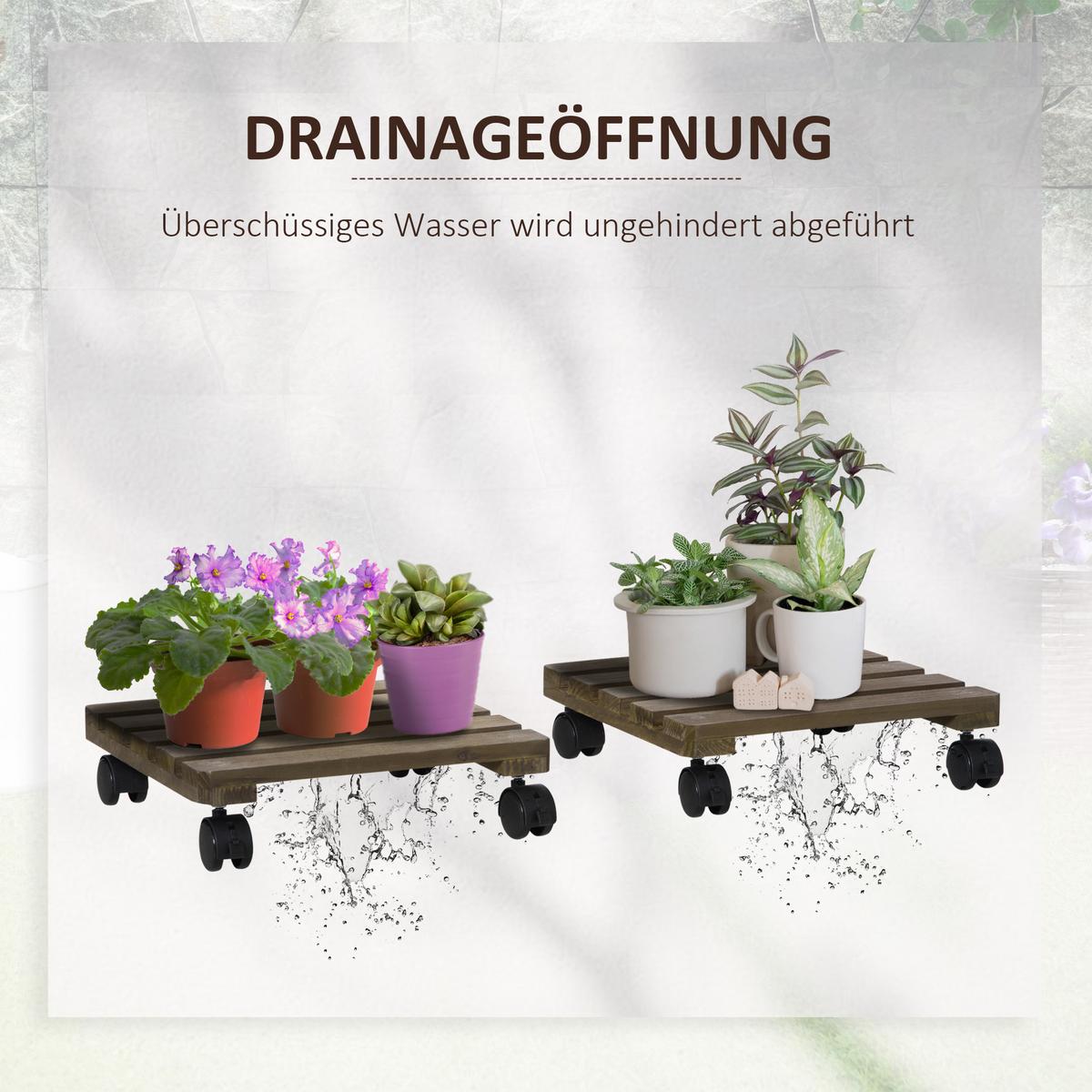 PFLANZENROLLER, Tannenholz, Braun - Braun, Holz (30/7/30cm) - Outsunny