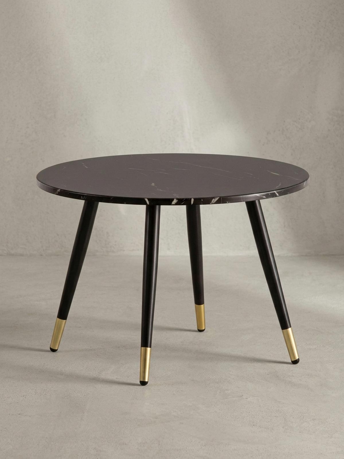 COUCHTISCH mit Marmor Optik, Modernes Design, Metall-Gestell, Runde Form, Schwarz 60x60x41 cm - Goldfarben/Schwarz, Holzwerkstoff/Metall (60/60/41cm) - KADIMA DESIGN