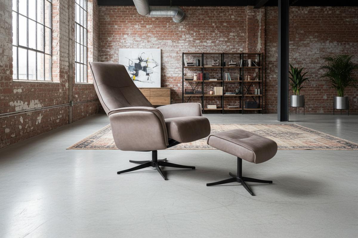 RELAXSESSEL JOSIANE Anthrazit Lederfaserstoff Relaxfunktion - Anthrazit/Schwarz, Leder/Metall (78/107/87cm) - KAWOLA
