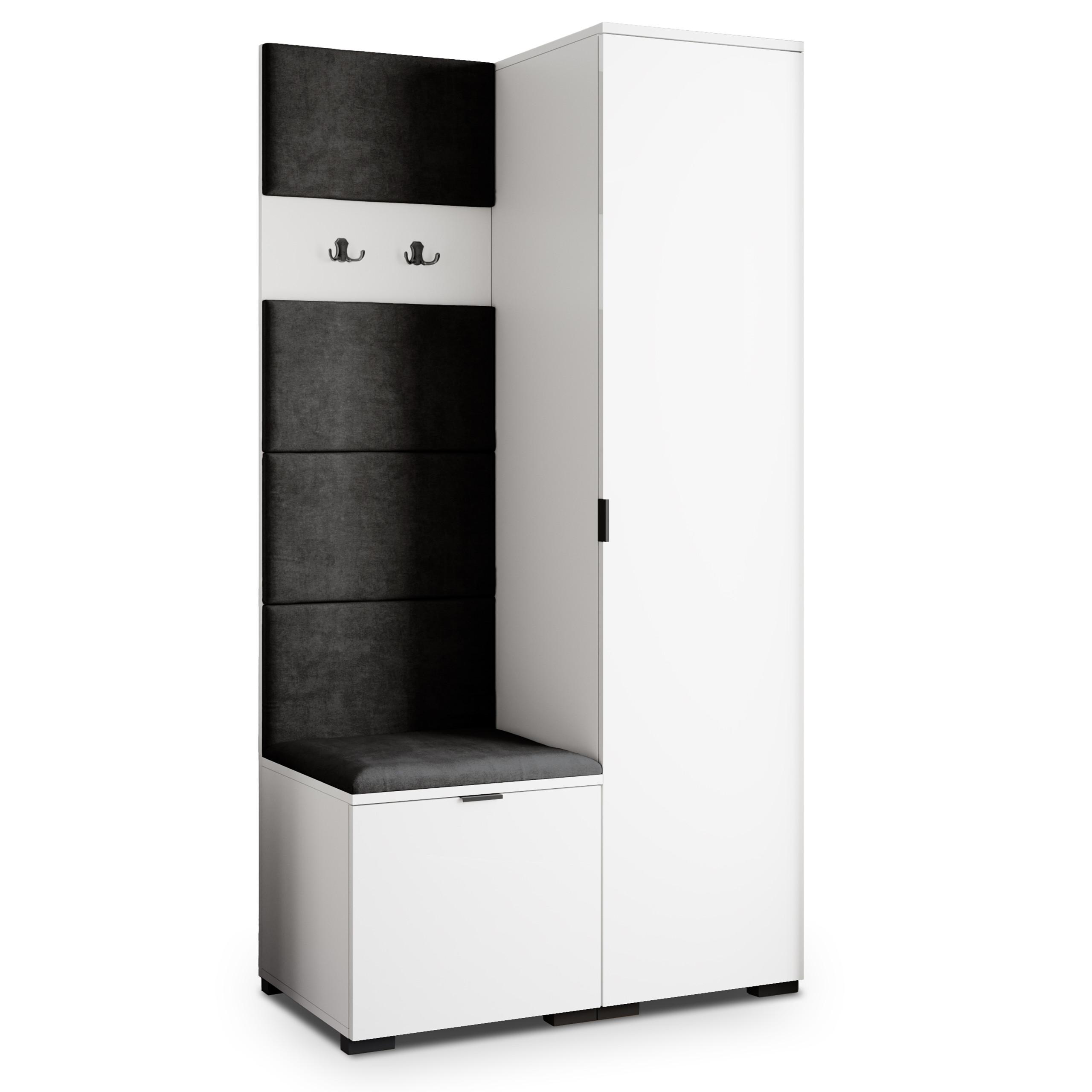 GARDEROBENSCHRANK LORI 95/181/51 cm Modern Weiß - Schwarz/Weiß, Holzwerkstoff (95/181/51cm) - MASSENO