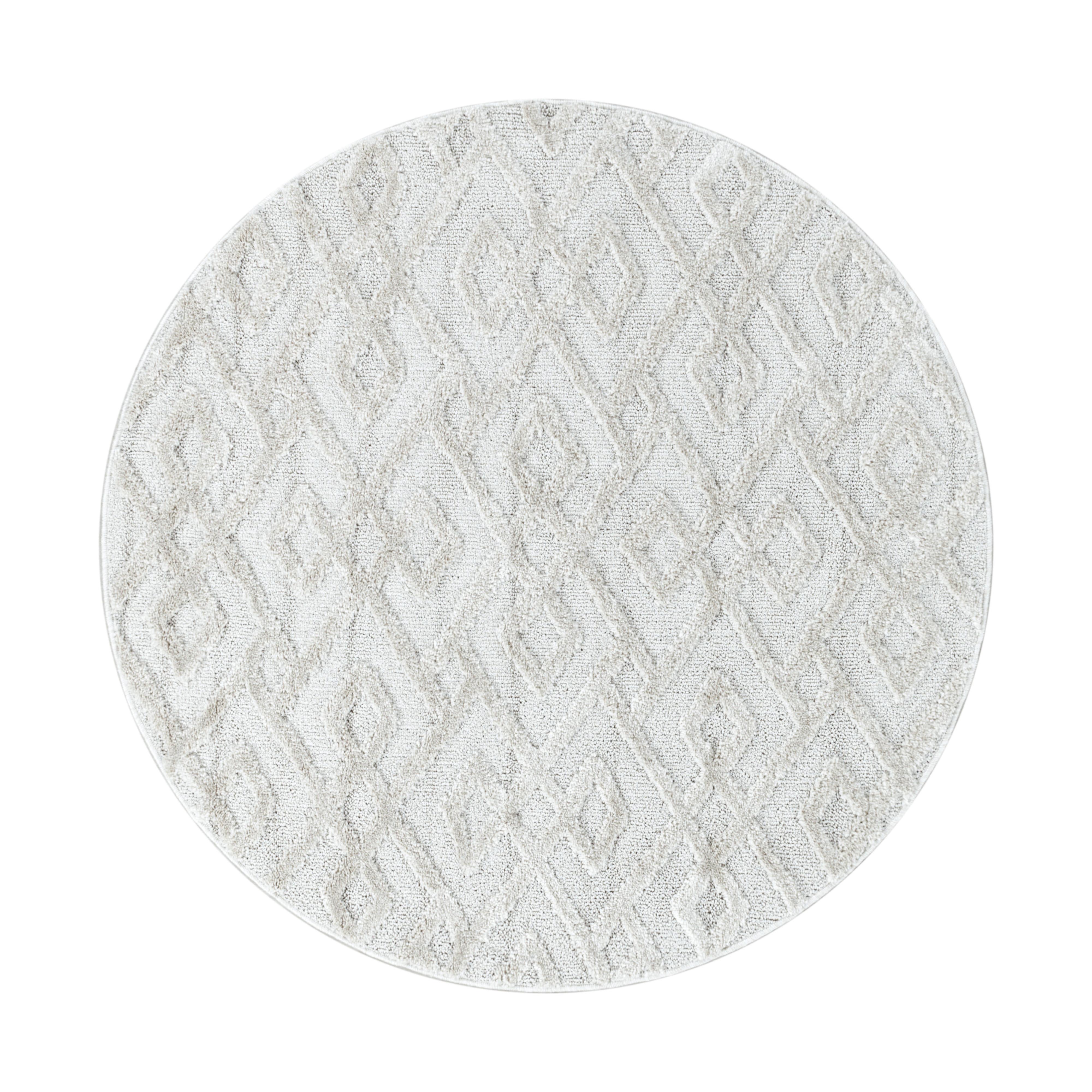 TEPPICH Hochflor EISACK in Creme, geometrisch, Ø 160 cm - Beige, Textil (160/160cm) - KADIMA DESIGN