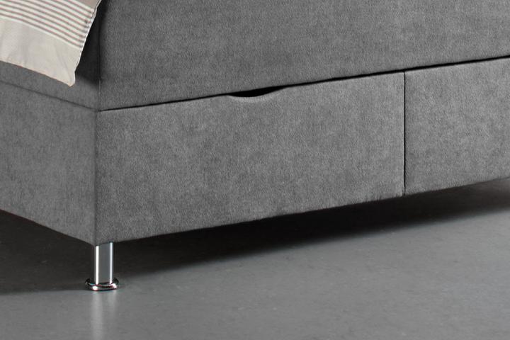Boxbett grau Bettkasten mit Stauraum Füße rund