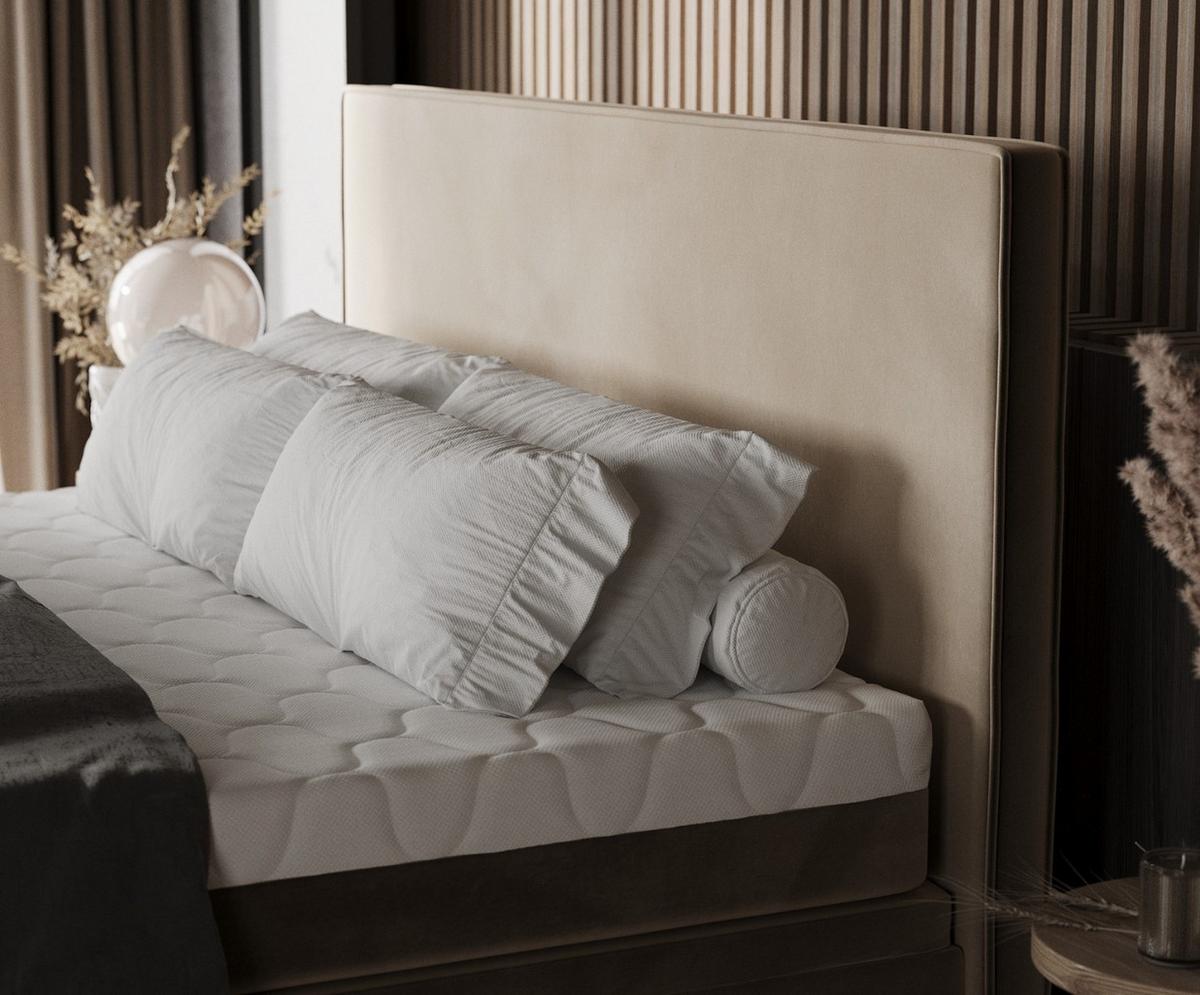 BOXBETT Zalla 200/200 cm Taupe im Paros Stoff - Taupe/Schwarz, Holz/Holzwerkstoff (200/200cm) - AltaBeds