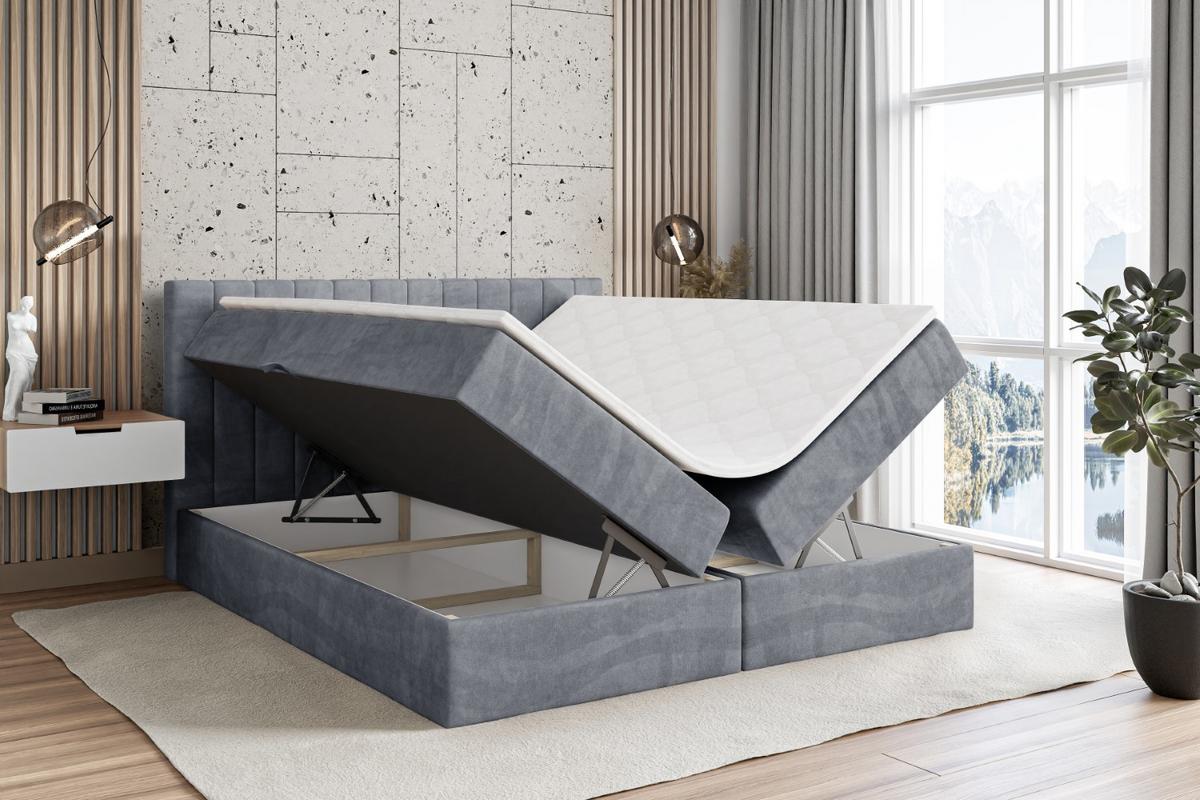 BOXBETT mit Matratze H3 und Lattenrost - EDITA - 140x200 cm Grau - Grau, Holzwerkstoff (140/200cm) - ALTDECOR