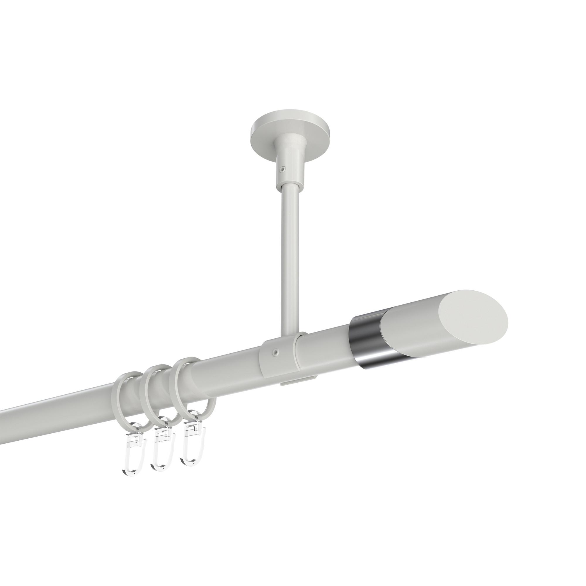 GARDINENSTANGE Sonette Verano 120 cm, 1-läufig, 20 mm Ø Weiß - Chromfarben/Weiß, Metall (120cm) - INTERDECO