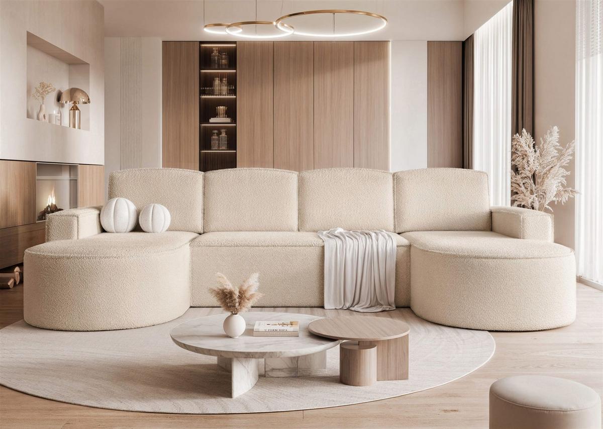 WOHNLANDSCHAFT Arlet Schlaffunktion - Beige, Holzwerkstoff/Textil (316/88/157cm) - Fun Möbel