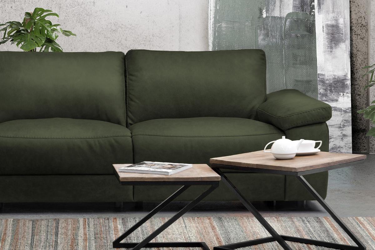 ECKSOFA XL MOTORISCHER RELAXFUNKTION LOLA Dunkelgrün Leder Relaxfunktion - Dunkelgrün/Schwarz, Leder (304/178cm) - KAWOLA