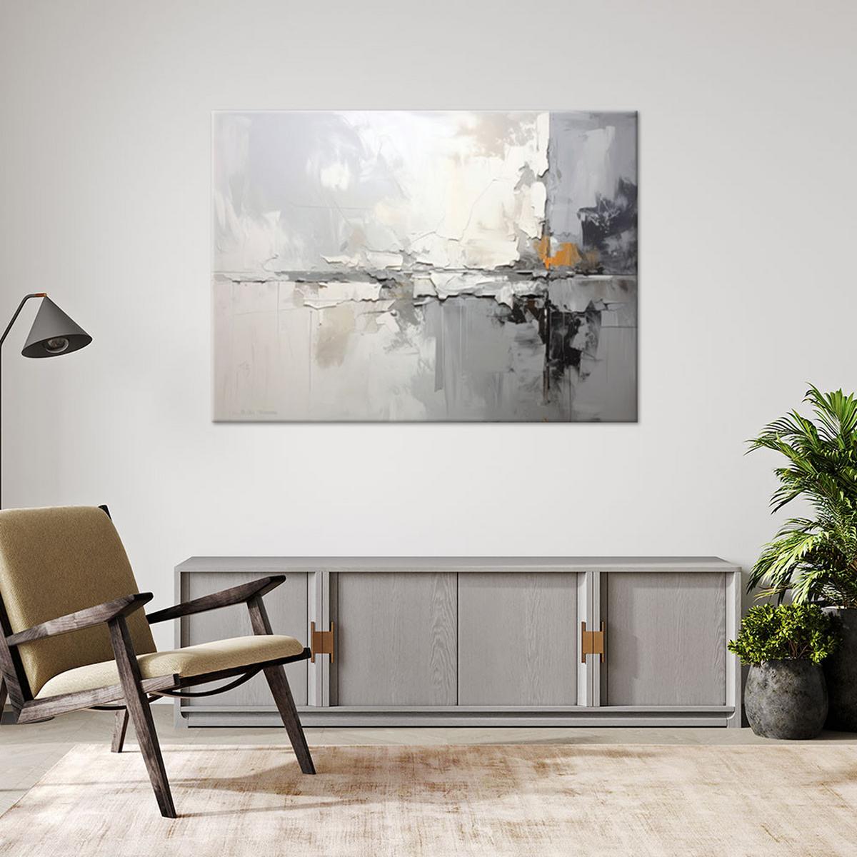 BILD auf Leinwand, Grau beige Abstrakt - Grau, Textil (100/70cm) - Feeby
