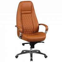 CHEFSESSEL Echtleder mit Aluminiumfußkreuz und ergonomischer Sitzform MADRID, Beige 70x68x130 cm - Beige/Silberfarben, Leder/Metall (70/130/68cm) - KADIMA DESIGN