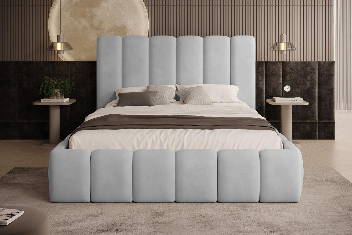 POLSTERBETT Vilo 180x200 mit Bettkasten und Stabilem Metallgestell - Hellgrau, Textil (180/200cm) - Storez24