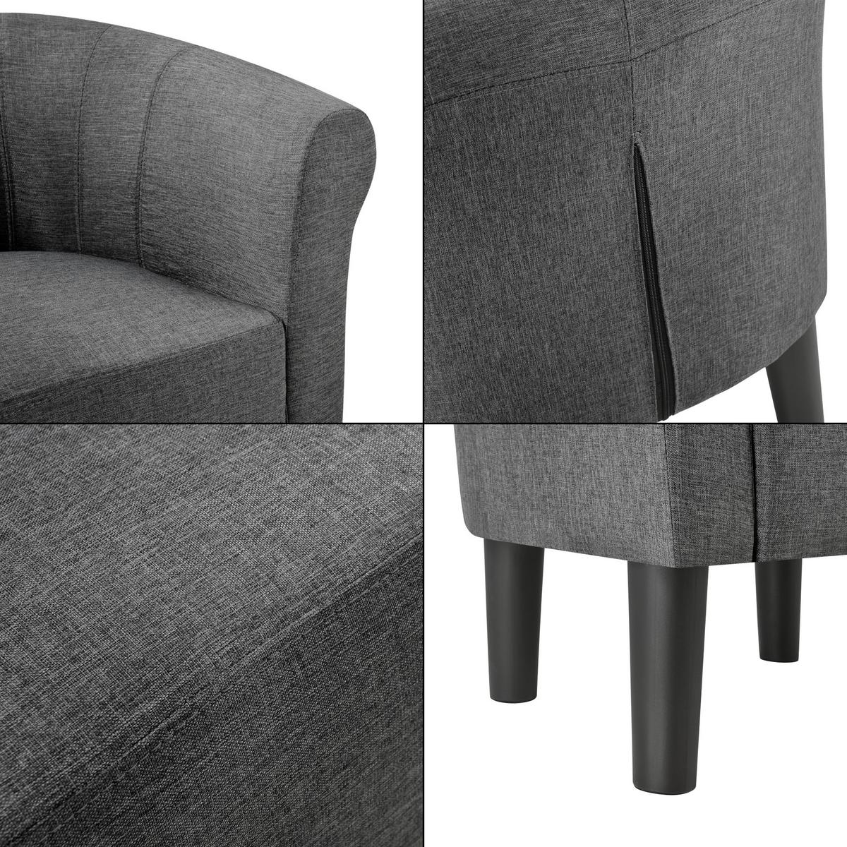 SESSEL Jelgava Textil Grau - Grau, Textil (70/70/58cm) - [en.casa]