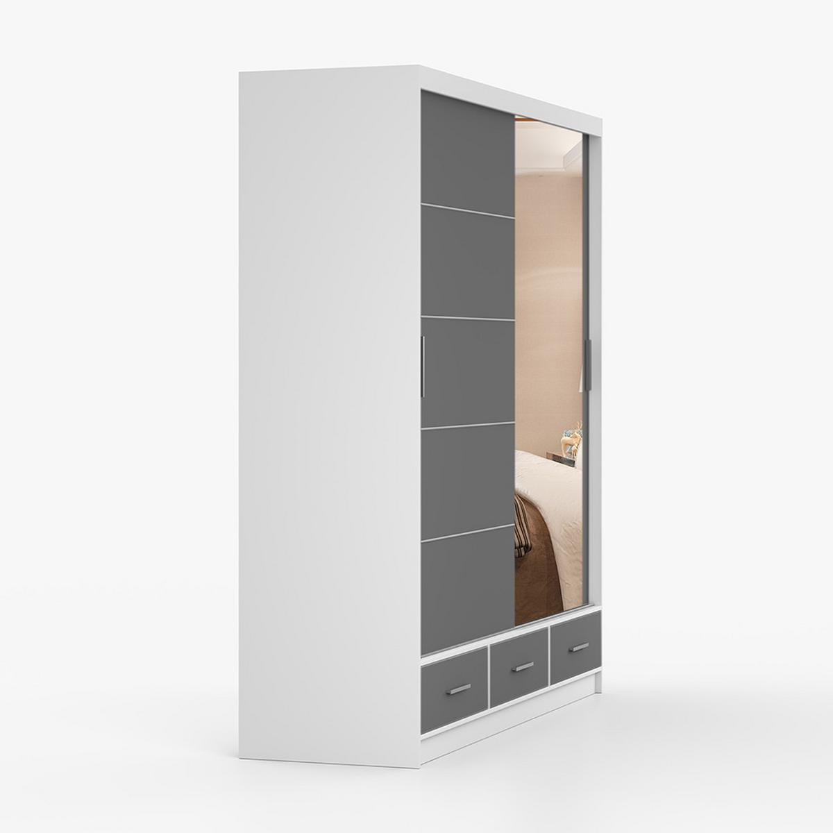 KLEIDERSCHRANK Florence 203 cm, 203/218/61, 2-türig, grau - Grau, Holzwerkstoff (203/218/61cm) - imoebel24