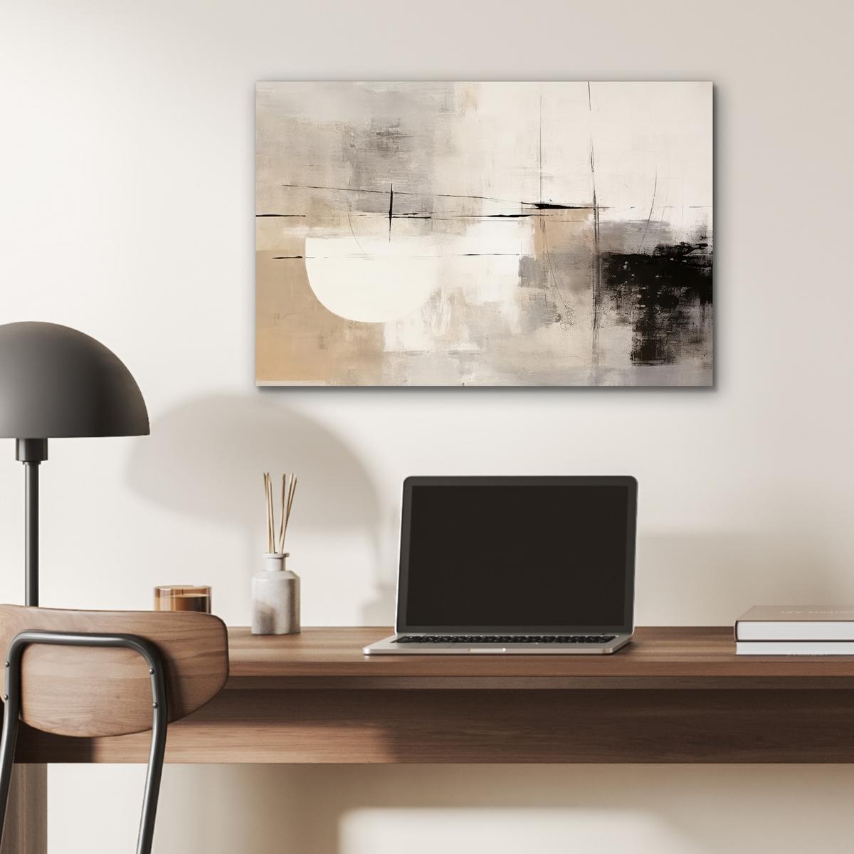 METALLBILD Abstrakt - Kunst - Grau Wandbild 60x40 cm - Hellgrau, Metall (60/40cm) - MuchoWow