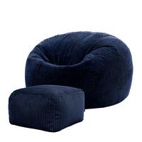 SITZSACK Klassisch + Hocker, Cord - Dunkelblau, Kunststoff/Textil (85/50/85cm) - icon