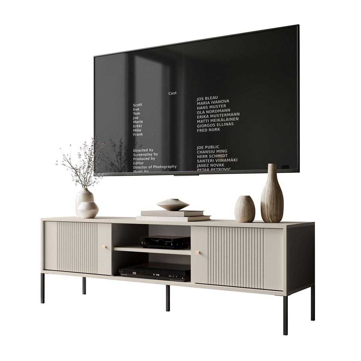 TV-UNIT VIVALDI mit geriffelten Fronten - Kaschmir, Holzwerkstoff (155/51/39cm) - Lookway