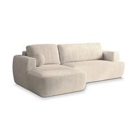ECKSOFA SENTI P L-S Creme Kordstoff mit Schlaffunktion - Creme/Schwarz, Holz/Kunststoff (246/148cm) - MASSENO