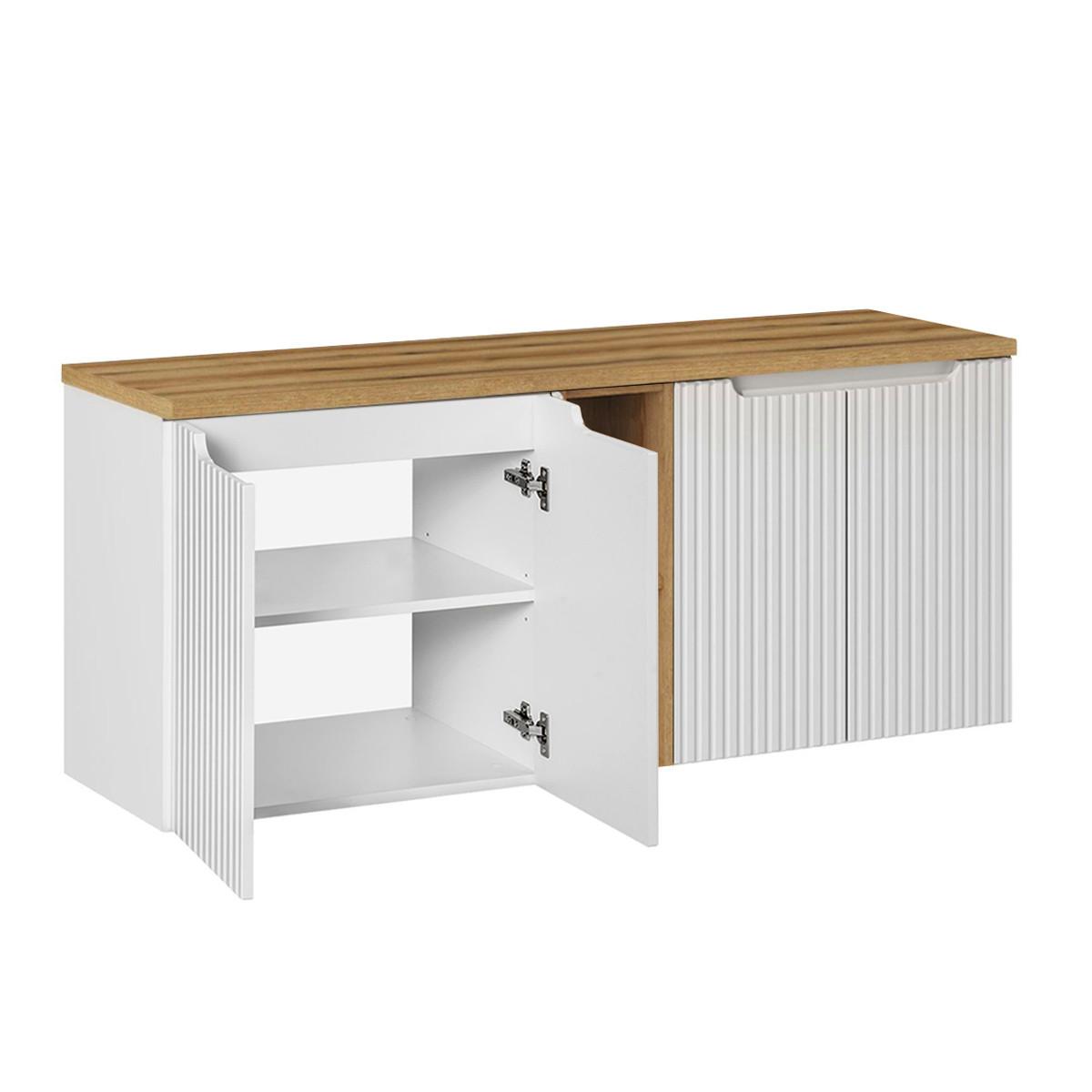 BADMÖBEL 140.4cm Riva 2er-Set Weiß und Holz - Weiß, Holzwerkstoff (140.4/59.5/40cm) - Petits-meubles