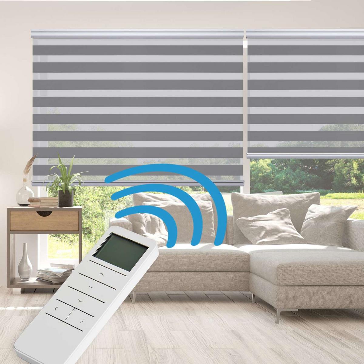 DOPPELROLLO Motorisiertes Silber 100x250 cm - Silberfarben, Kunststoff (100/250cm) - STORESDECO
