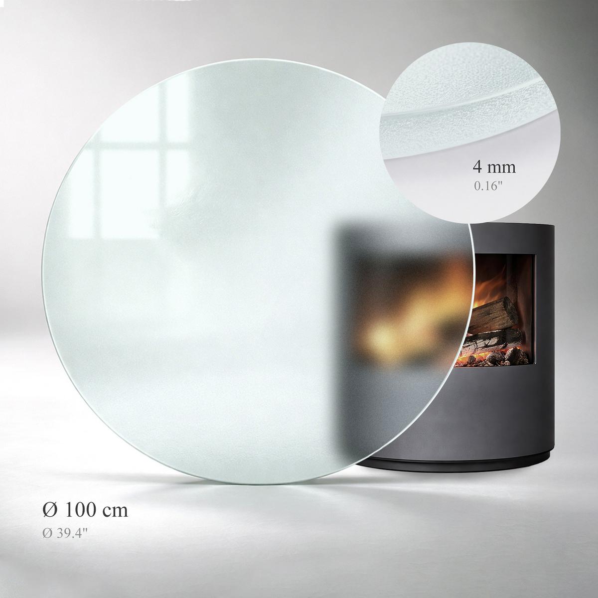 GLASBODENPLATTE für Kaminofen Ø100 cm – Milchglas Optik - Transparent, Glas (100/100/0.4cm) - TULUP