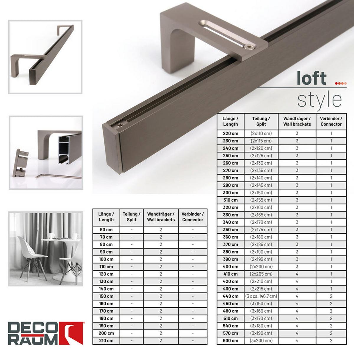GARDINENSCHIENE 1-lauf Loft 100cm - Silberfarben, Metall (100cm) - Deco-Raum