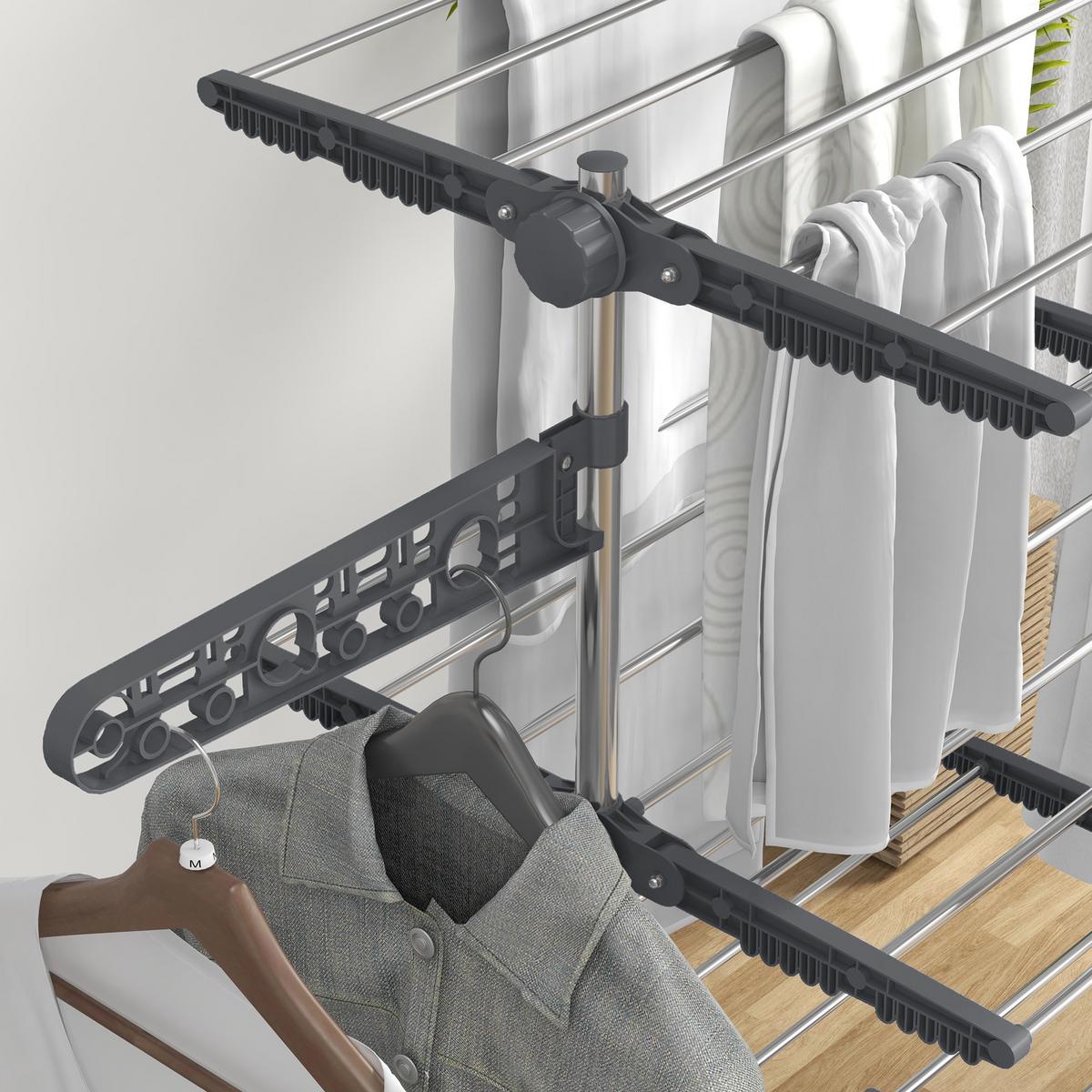 WÄSCHESTÄNDER Edelstahl ABS Grau - Weiß/Grau, Kunststoff/Metall (55/172/142cm) - HOMCOM