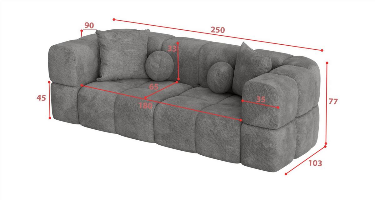 SOFA 3-sitzer Vega - Beige, Holzwerkstoff/Textil (250/77/103cm) - Fun Möbel
