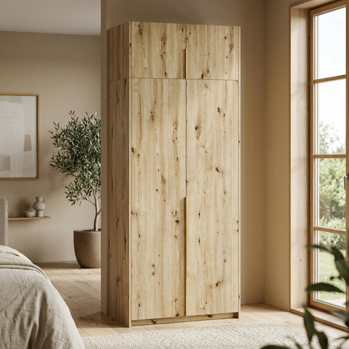 DREHTÜRENSCHRANK AMARA 100/250/58cm 2-türig Eiche Artisan - Goldfarben/Eiche Artisan, Holzwerkstoff (100/250/58cm) - MASSENO