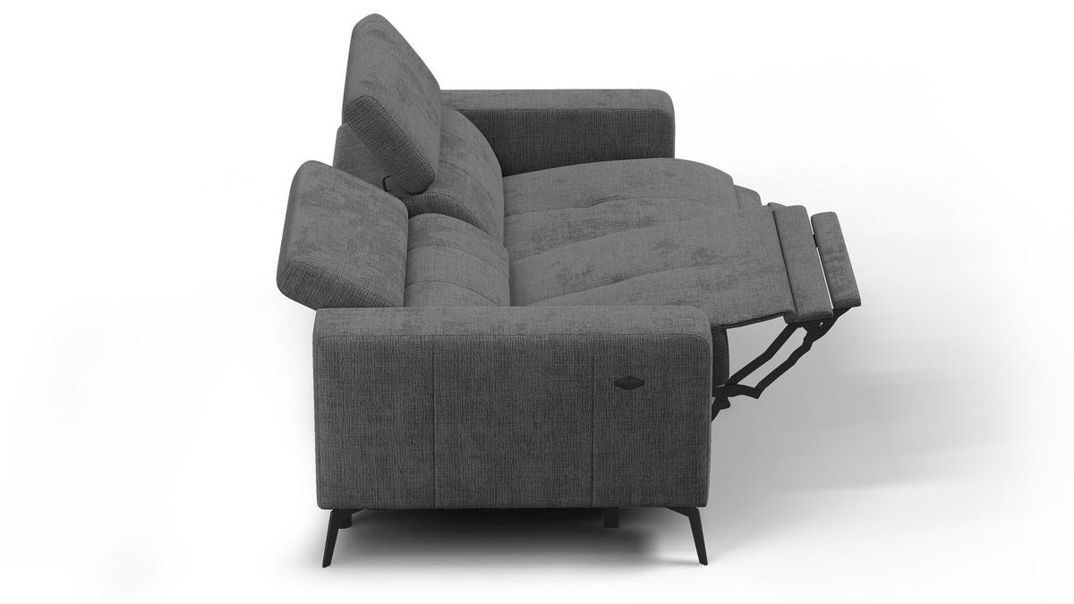 RELAXSOFA MORELLO 3-Sitzer, dunkelgrau, 2 x Relax Zero Gravity - Dunkelgrau, Holz/Textil (206/82/103cm) - Wozimo
