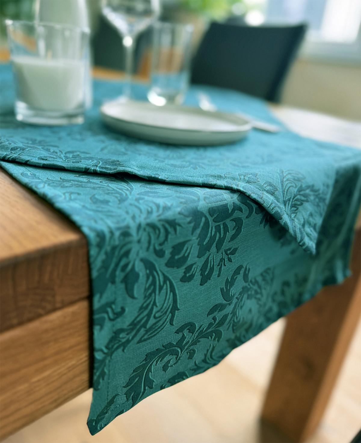 TISCHLÄUFER Epoche petrol-grün 40/150 cm - Petrol, Textil (40/150cm) - beties Heimtextil
