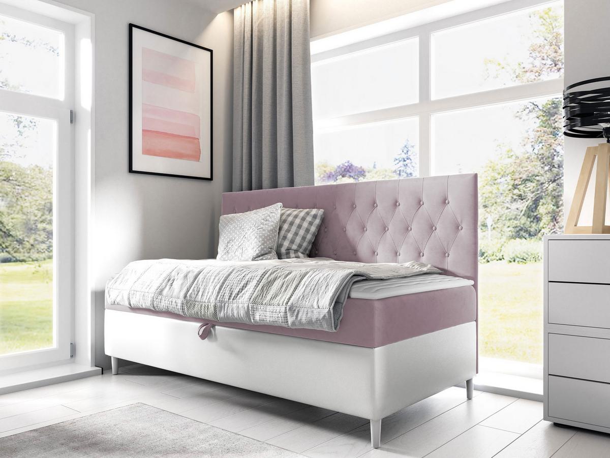BOXBETT Filip Junior 2 - H3 - Weiß/Rosa, Holz (80/200cm) - MIRJAN24