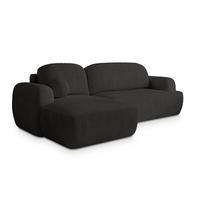 ECKSOFA MODENZA P L-S Schwarz Kordstoff mit Schlaffunktion - Schwarz, Holz/Kunststoff (266/148cm) - MASSENO