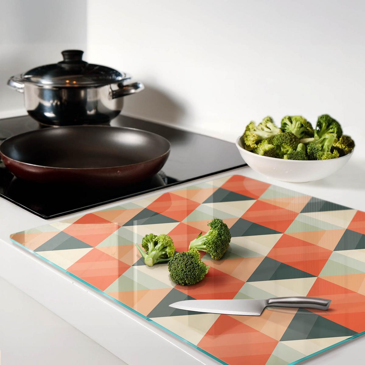 GLASPLATTE 60x52 cm Geometrische Figuren - Multicolor, Glas (60/0.4/52cm) - TULUP