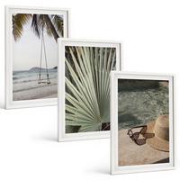 BILDER SET 3er Set - 40x60 cm Weißer Rahmen - Strandschaukel-Blätterurlaub - Weiß, Kunststoff (40/60cm) - TULUP