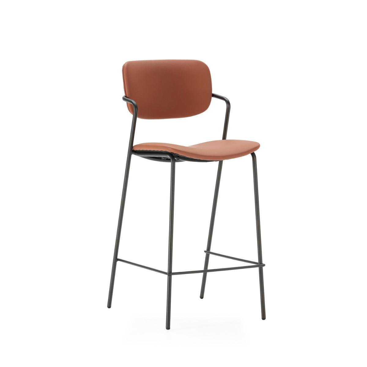 HOCKERN (Set aus 2) mit schwarzen metallbeinen - maika 44/51/66 cm - Orange, Kunststoff (51/66/44cm) - Calicosy